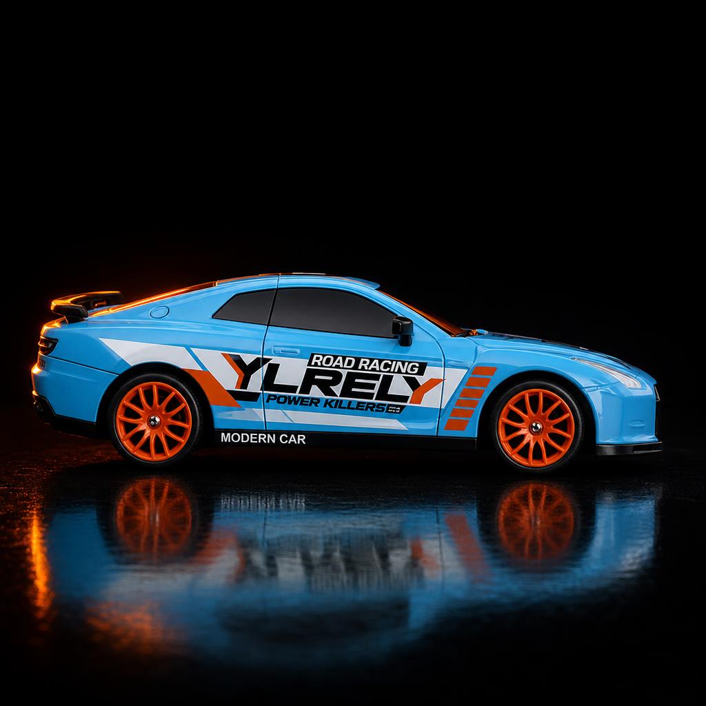 DriftLab Celeste Racing — vista perfil